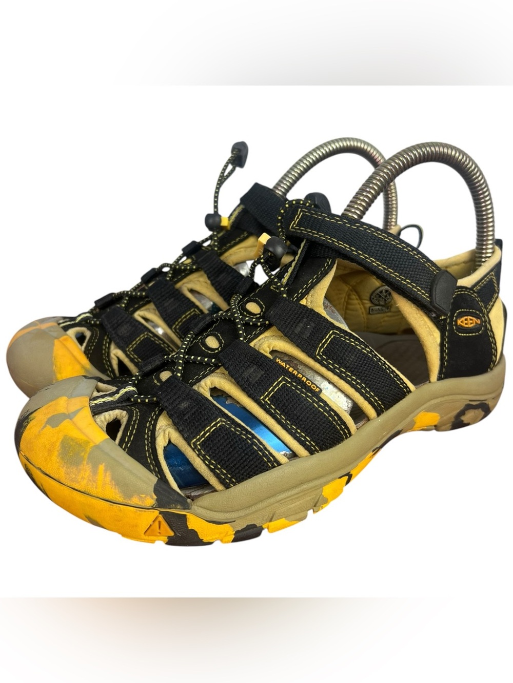 Keen Newport H2 Waterproof Sandals Shoes Boys Size 5 Black Yellow Trail Sport
